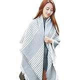 DZT1968&reg; Grey Stripe Tartan Oversized Scarf Shawl Wraps Pashminas Blanket