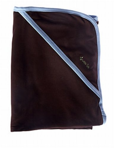 Organic Cotton Hooded Baby Blanket (Chocolate Blue) Image Organic Cotton Hooded Baby Blanket (Chocolate Blue)