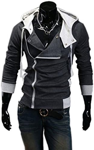 QUIZAS PASION Men's Korean Hoodie Casual Silm Fit Coat(Dark Grey,M+)