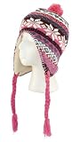WL002 Pink Chullo Fleece Lined Ski Napa Hat Trooper Trapper with Ear Flaps Winter Knit Beanie Mountaineering Skull Cap Men and Women