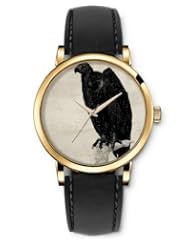 Analog Gold Women Watches Black Leather Wristband - Black Eagle