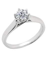 0.50 Ct Round H/I I1 Diamond 18K White Gold Ring