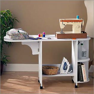 Sewing Table-White-Mobile (White) (29.5"H x 31.5"W x 19"D)