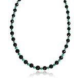 Black Onyx Round-Shaped 10mm with Turquoise Bead Necklace, 18+2Extender