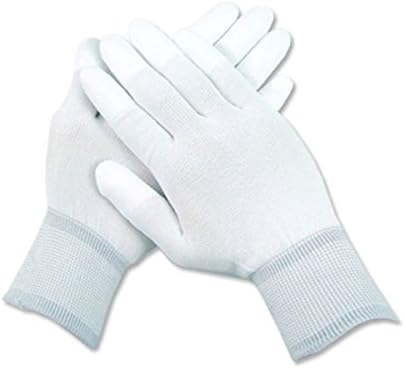5 pairs White Anti-Static Anti-skid PU Fingertip Coated ESD Electronic Working Fit Gloves (Small)