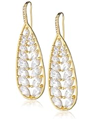CZ by Kenneth Jay Lane 8 cttw Framed Marquis Drop Earrings