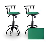 2 Everglade Turquoise Vinyl Black Adjustable Barstools