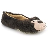 Moonlights "Charlie" Ladies Monkey Face Ballerina Style Slipper - Brown/Beige