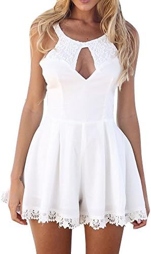 Your Gallery Women's Sexy Hollow Out Breast Lace Open Back Short Party Dress S White