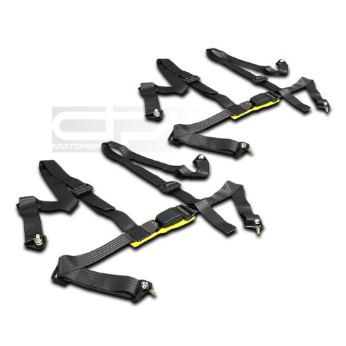 Pair of 2" Nylon Strap 4 Point Shoulder Buckle Style Adjustable Harness Bar Black Racing Safety Seat Belt On Sale