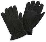 Isotoner Mens Isotoner Velour Suede With Gathered Wrist Glove,Black,Medium
