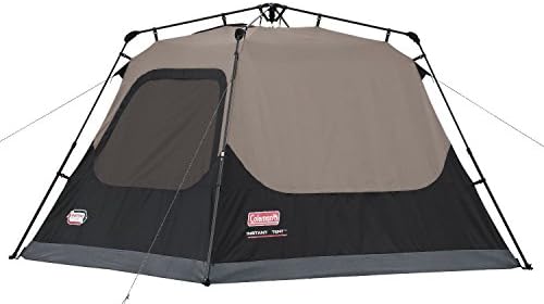 4 Person Instant Tent, Family Cabin Camping Tent, Brown &amp; Black