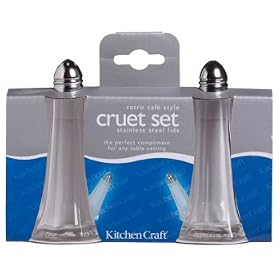 Kitchen Craft Clear Glass Salt & Pepper Shakers 11.5cm- set of two