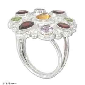 Garnet and amethyst ring, 'Nosegay' 8.5 (US Ring Size) by NOVICA