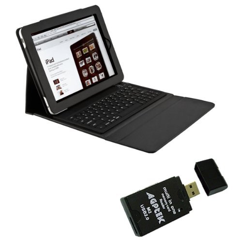 Slim 2.0 Bluetooth Keyboard For Apple iPad 1 Wifi 3G - iPad 1 - Built In iPad Padded Protection Cover - Folio Stand product image