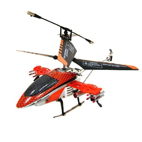 9020 4 Channel Stable Co-axial 4 CH R/C Helicopter RTF w/ Built in Gyro + LED Lights + Missiles - ORANGE Color