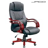 Chaise de bureau mobilier ergonomique hauteur r�glable en simili cuir et bois couleur noirepar Jago