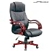Chaise de bureau mobilier ergonomique hauteur r�glable en simili cuir et bois couleur noire
