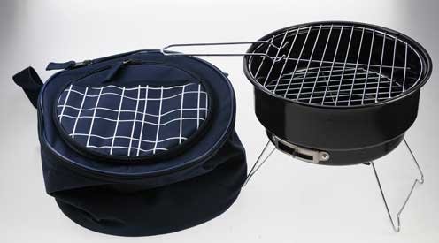 Picknick Grill, Camping Grill, Grillspaß mit integrierter Kühltasche, Holzkohlegrill, Grill, blau