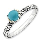 Sterling Silver & 14k Stackable Expressions Turquoise Antiqued Ring