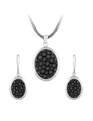 Sterling Silver Oval Stingray Set (Chain Not Included)