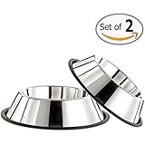 4LoveDogs Stainless Steel Dog Bowls, 32 Oz (Set of 2)