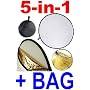 43" 110CM Round Multi Disc Light Reflector! Portable, 5 in 1: Translucent, Silver, Gold, White, and Black! Collapsible! Perfect for Studio or any Photography Situation!