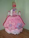 Flower Design Baby Girl "I Love MY Mommy" 3 Layer Diaper Cake - Comes Decoratively Wrapped Making it a Great Gift or Shower Centerpiece - Other Gift Options Also Available