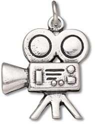 Sterling Silver 18" .8mm Wide Box Chain Necklace With 3D Film Camera Pendant On Tripod Stand