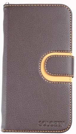 SOLOZEN Two Tone Diary ID Credit Card PU Leather Wallet Case for Samsung Galaxy Note 2 II N7100 i317 T889 (Brown)