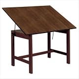 Titan Walnut Finish Office Height Drafting Table with 48