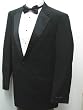 New Mens Classic Black One Button Tuxedo - Five Pieces (5pc) - Includes Jacket, Pants, Shirt, Satin Bow Tie, and Cummerbund!