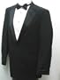 New Mens Classic Black One Button Tuxedo - Five Pieces (5pc) - Includes Jacket, Pants, Shirt, Satin Bow Tie, and Cummerbund!