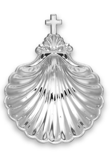 Imagen 1 de concha bautismal realizada en plata de 1ªley con una medida de 9cm de ancho por 12 cm de largo.