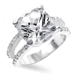 Bling Jewelry Designer Inspired Antique Cushion Cut CZ Double Shank Engagement Ring - 5