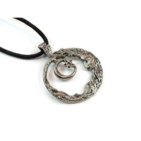 Wiccan Moon and Pentagram Pendant with Black Corded Necklace