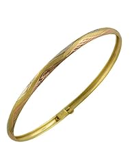 14 Karat Tri-Color Gold Satin/polished/diamond-Cut Bangle