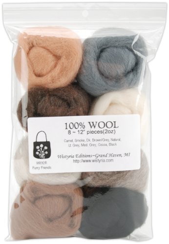 12" wool roving 8-pack: furry friends (2oz)