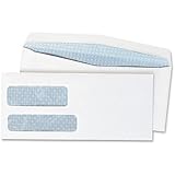 500 #10 Double Window Envelopes - Regular Gummed, White Security Envelopes - 4" 1/8 X 9" 1/2