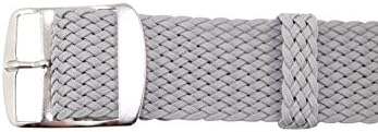 Sweat-free Perlon watch band strap with adjustable buckle for men and women | Apple watch compatible (Grey, 22 mm)