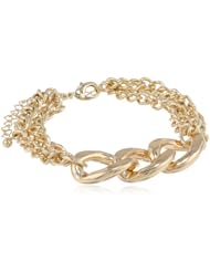 Gold Tone Braided Chain Link Bracelet, 7.5"+3" Extender
