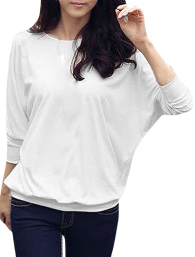 Allegra K Women Mesh Panel Blouson Shirts Batwing Sleeve Top Loose Blouses