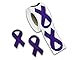 Purple Ribbon Shaped Stickers - Perfect for Alzheimer’s, Epilepsy, Pancreatic Cancer, Domestic Violence, Lupus, Crohn’s Disease, Awareness Campaigns, Memorial’s & More! (1 Roll - 250 Stickers)