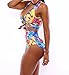 Ninimour- Women's Colorful Swimsuit Crossover Deep V-neck Swimwear Bathing Suit