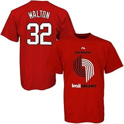 NBA Majestic Portland Trail Blazers #32 Bill Walton Scarlet Name and Number T-shirt