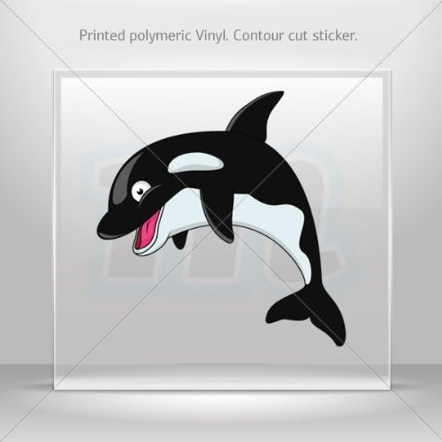 Decal Cartoon Killer Whale Orca Tablet Laptop Weatherproof Sports car Bicycle (12 X 11.6 In)