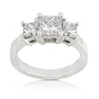 14K White Gold and 2.00ctw EGL Certified 3-Stone Princess Diamond Ring (H/VS)