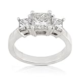 14k White Gold and 2.00ctw EGL Certified 3-Stone Princess Diamond Ring (H/VS)