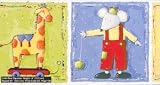 White Little Bear Squares Wallpaper Border