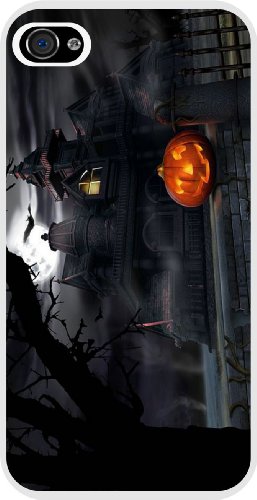 Rikki KnightTM Halloween Dark Castle Pumpkin White Hard Case Cover for Apple iPhone® 4 & 4s Universal: Verizon - Sprint - AT&T - Unisex - Ideal Gift for all occassions!